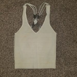 Bebe white beaded racerback croptop
